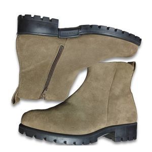 Women’s Suede Chelsea Ankle Boots in Olive Taupe